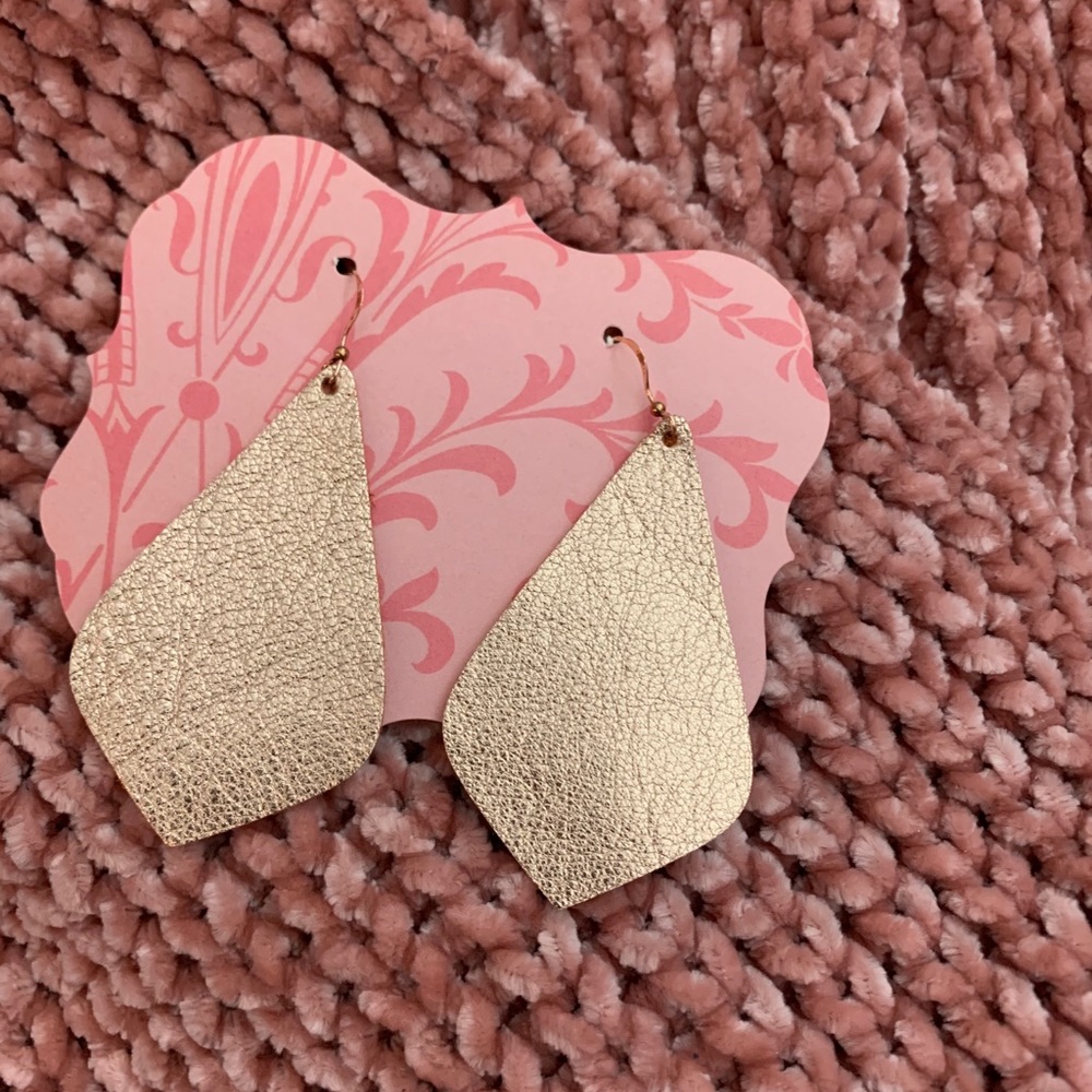 Rose gold leather earrings